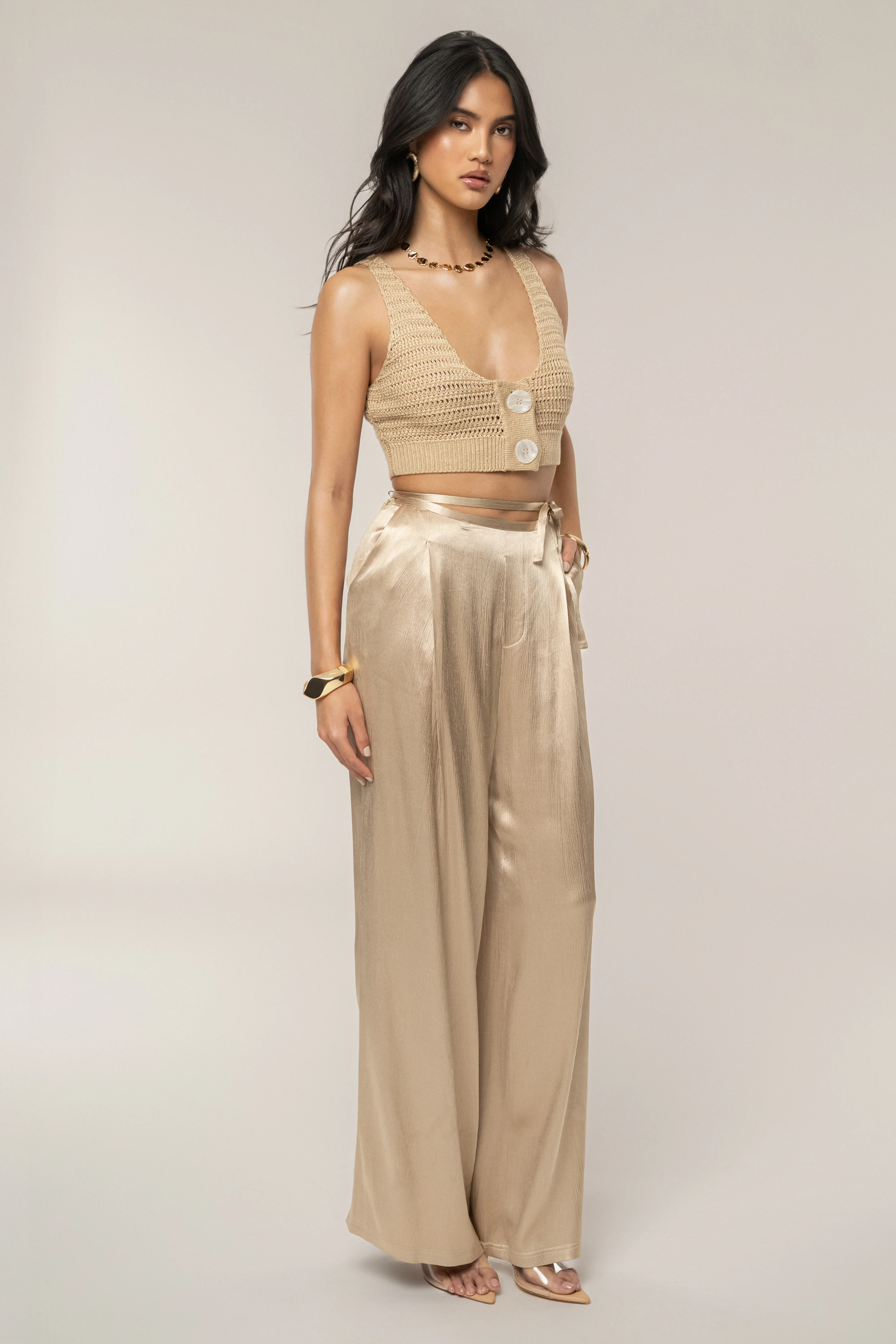 Beige Salmah Crochet Top