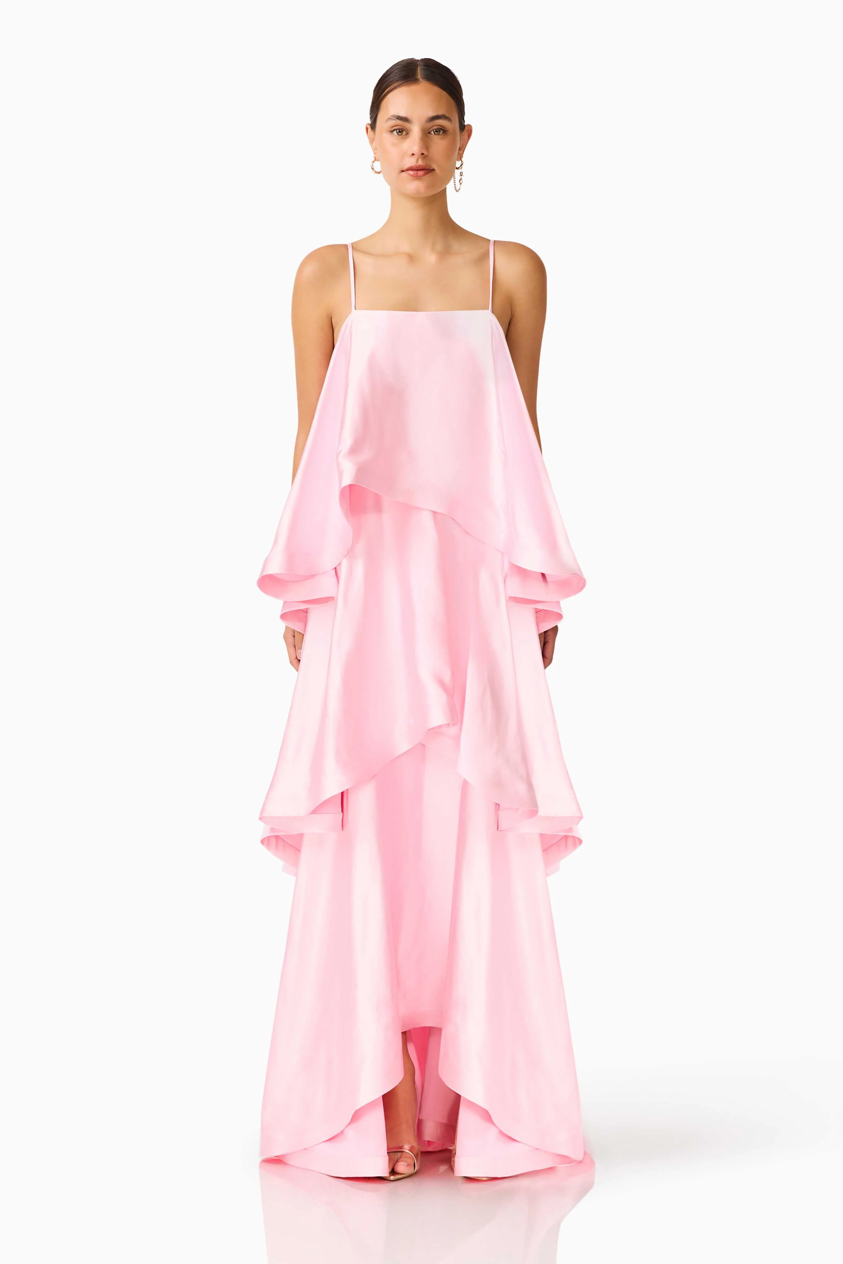 Tilly Tiered Maxi Dress in Pale Pink