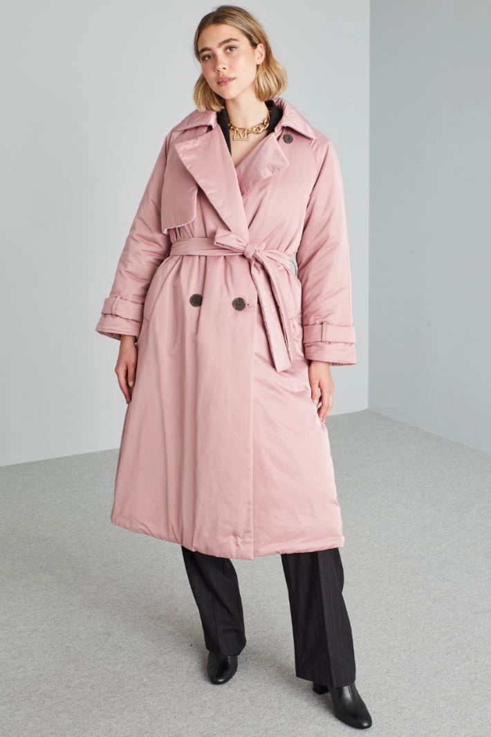Long duchess padded jacket - ANTIQUE PINK
