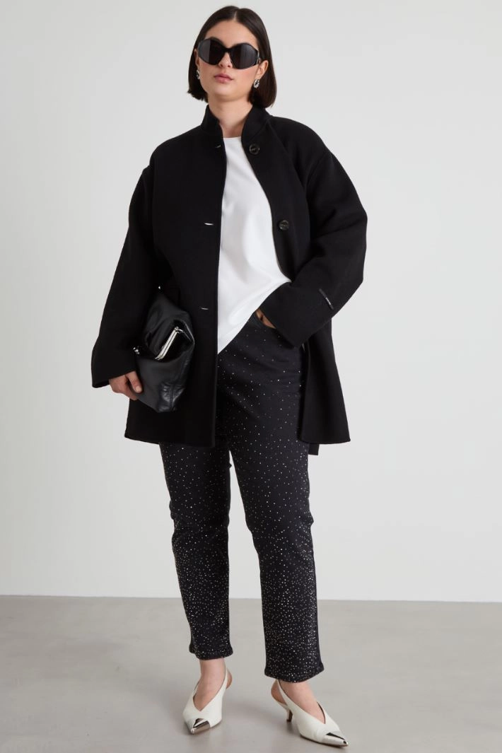 Rhinestone-embellished jeans - BLACK