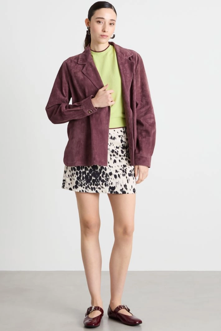 Belted nappa leather jacket - BORDEAUX