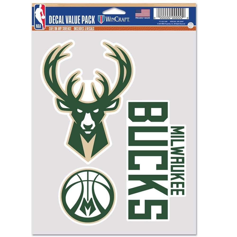 Milwaukee Bucks Multi-Use NBA Decals Set (3 Pcs.)