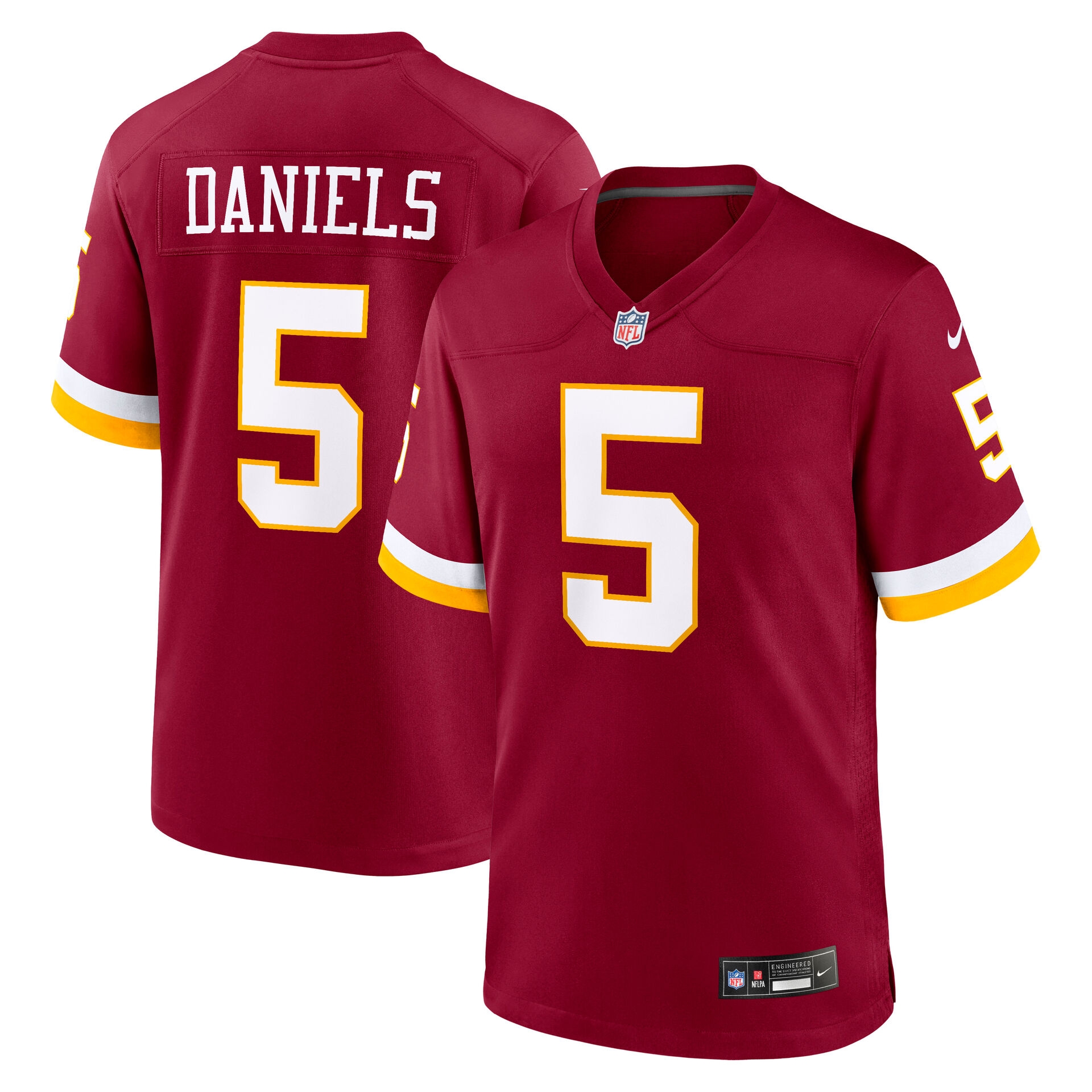 Jayden Daniels #5 Washington Commanders 2026 Game NFL Jersey Burgundy