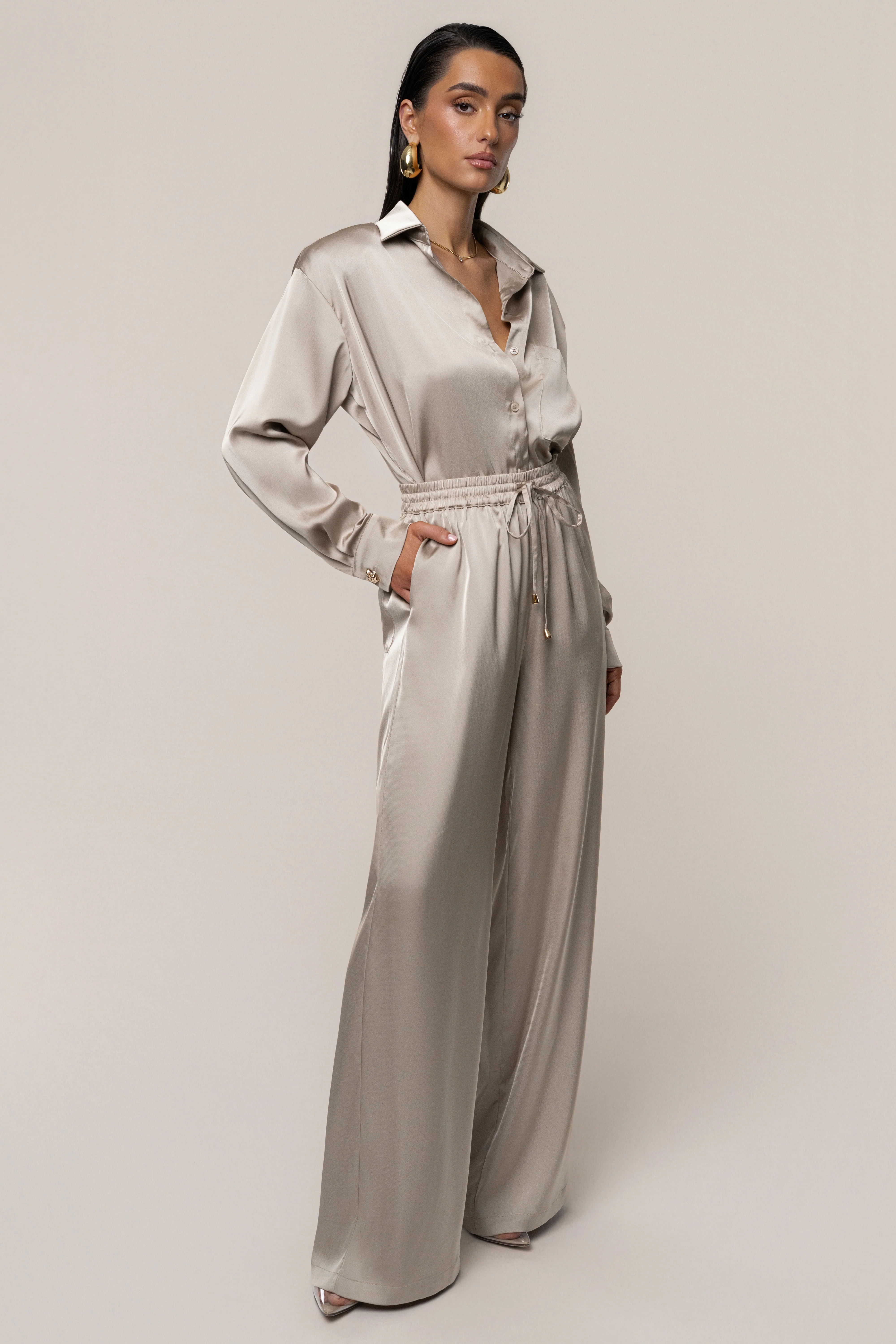 Beige Sunny Day Drawstring Pants
