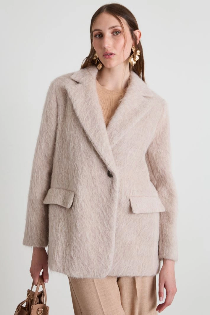 Faux fur coat - SAND