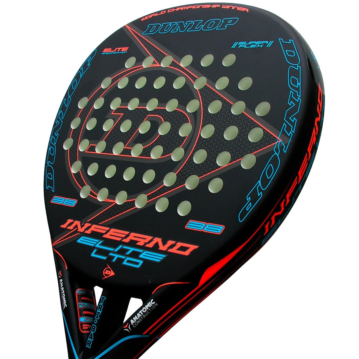 DUNLOP INFERNO ELITE LT G1 HL BLUE AND ORANGE 623723 OFP PADEL RACKET