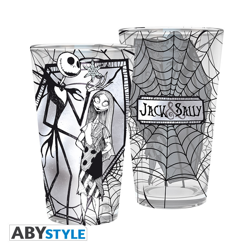 THE NIGHTMARE BEFORE CHRISTMAS Large Glass Jack & Sally