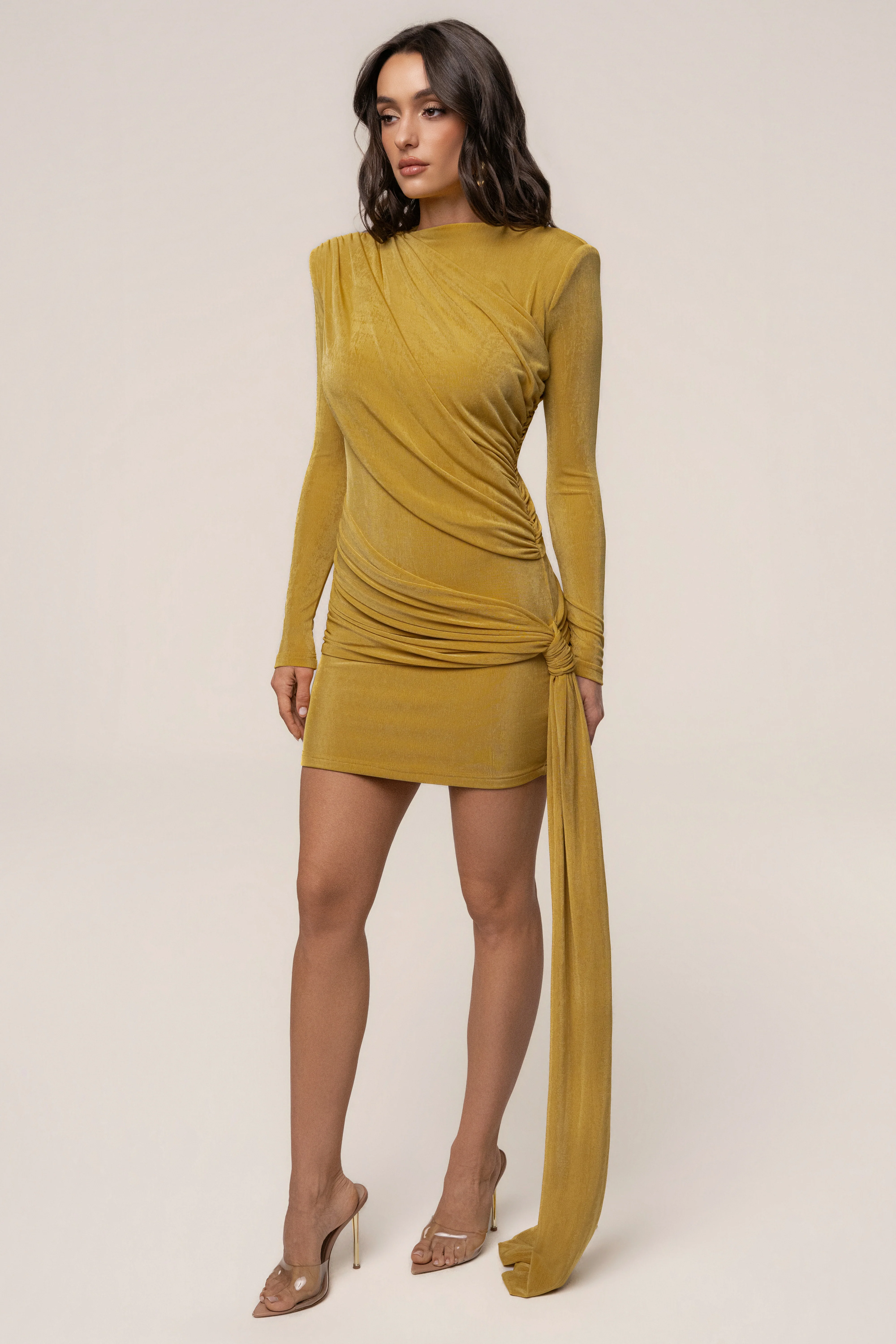 Yellow Moments Draped Mini Dress