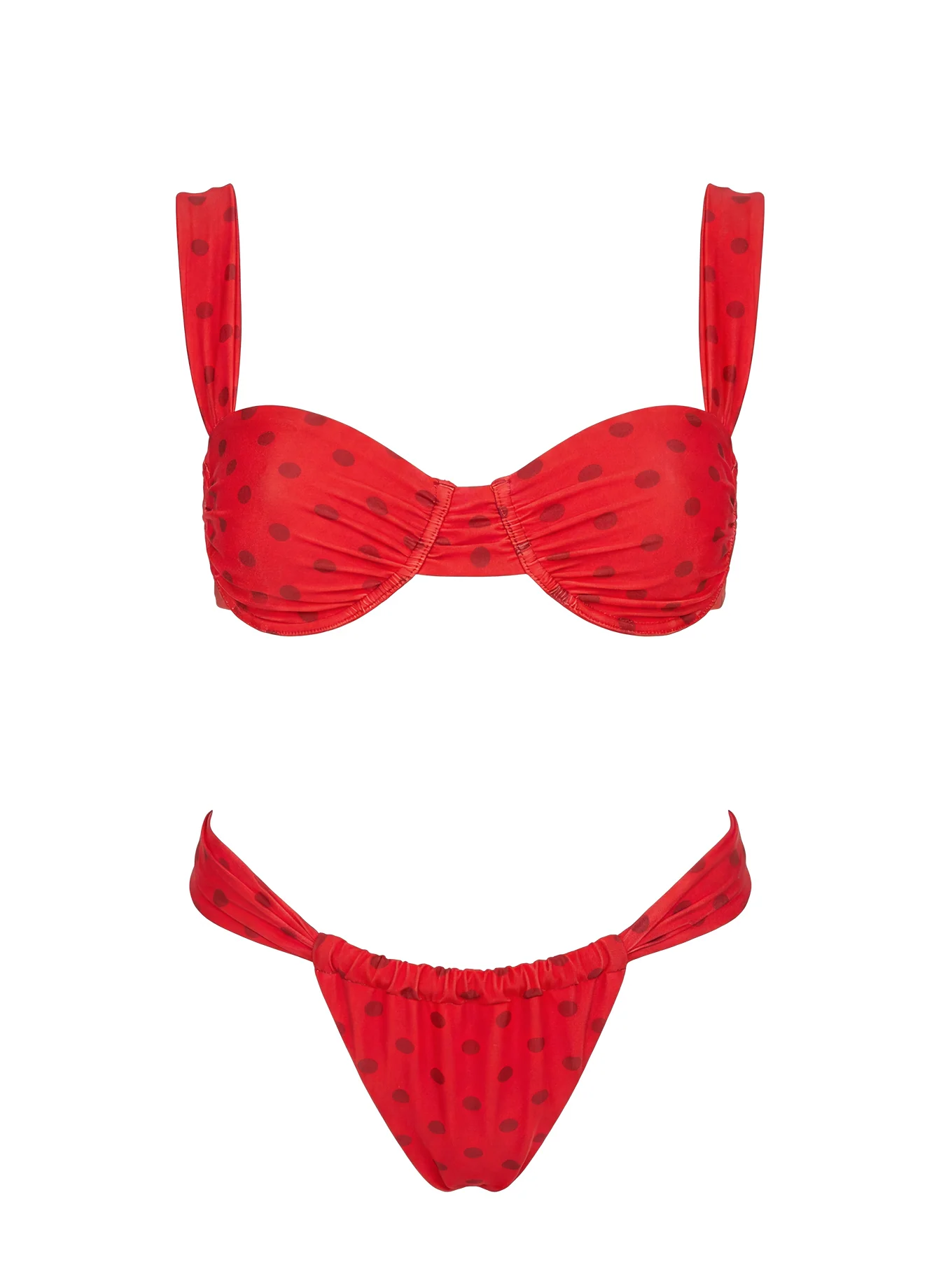 Heatwave Halo Underwire Bikini Top Red Polka