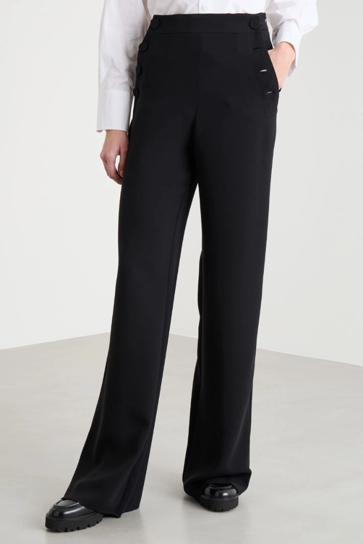 Wide-leg cady trousers - BLACK