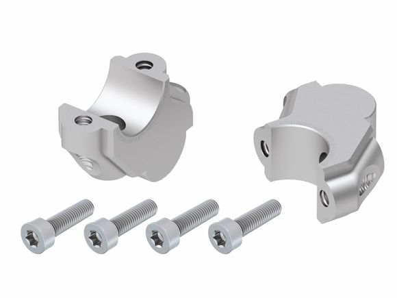 Hepco & Becker handlebar riser with offset 30 mm high and 15 mm back - silverRef: HBE05006A / 4245606 00 09