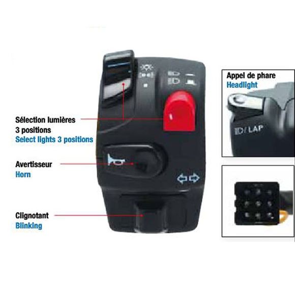 Commodo électrique Domino gauche 5 fonctions UniverselRef : DO0013 / 1078765