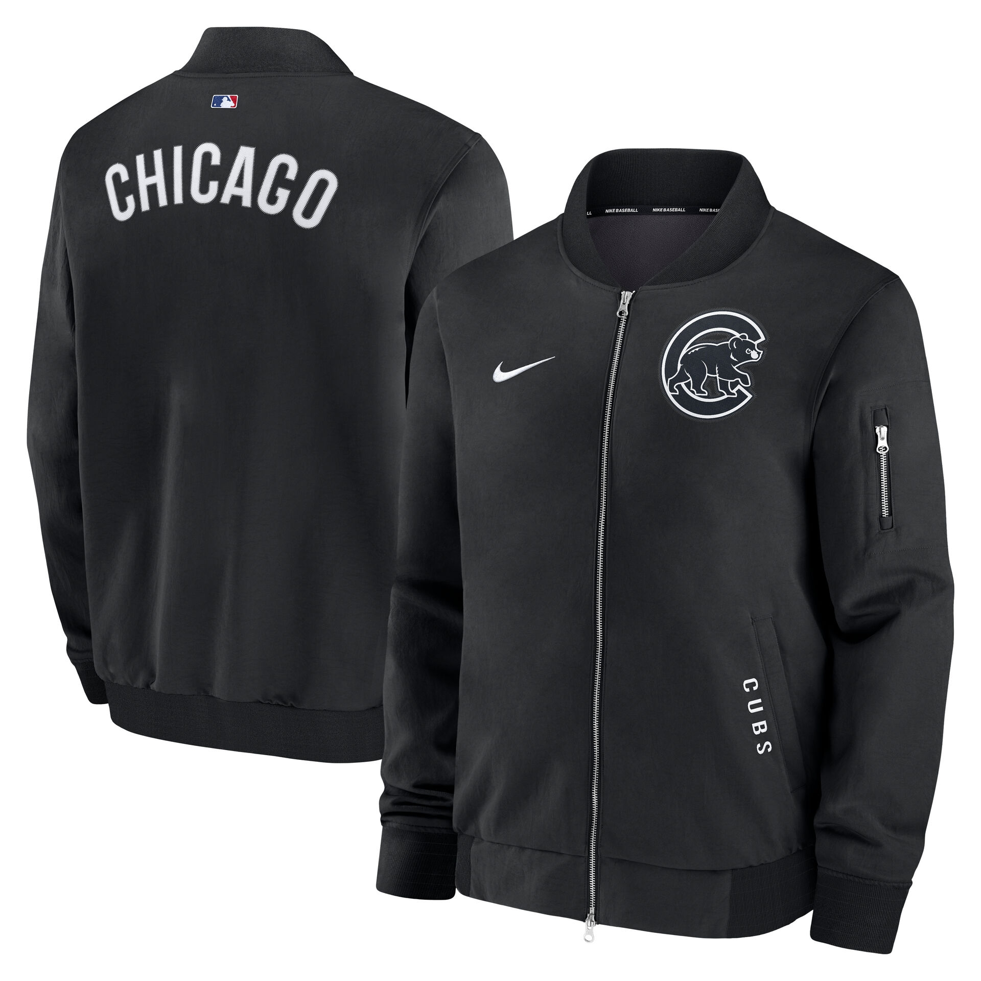 Chicago Cubs 2026 MLB Authentic Dugout Bomber Jacket Black