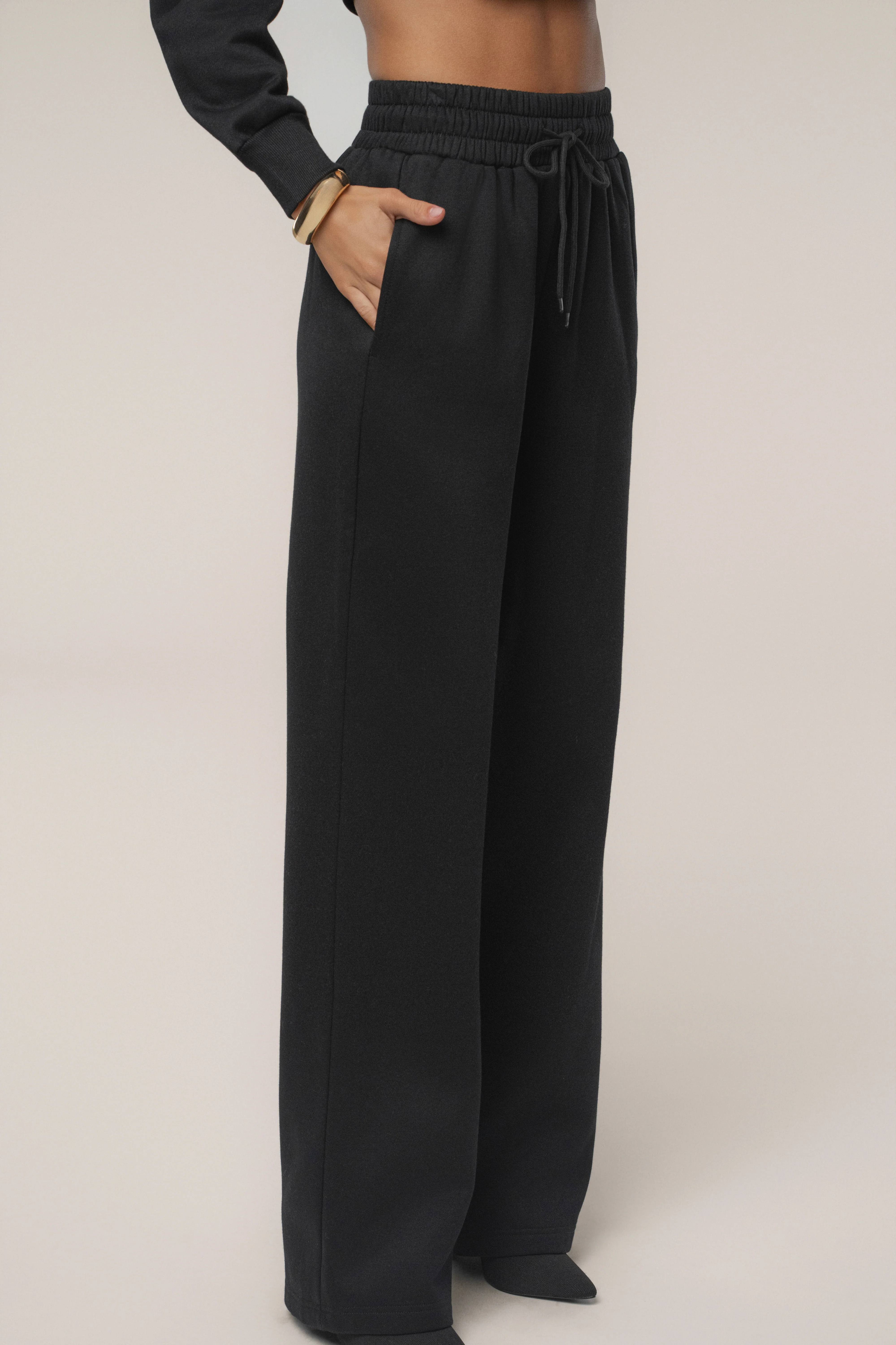 Black JLUXLABEL Logo Fleece Pants