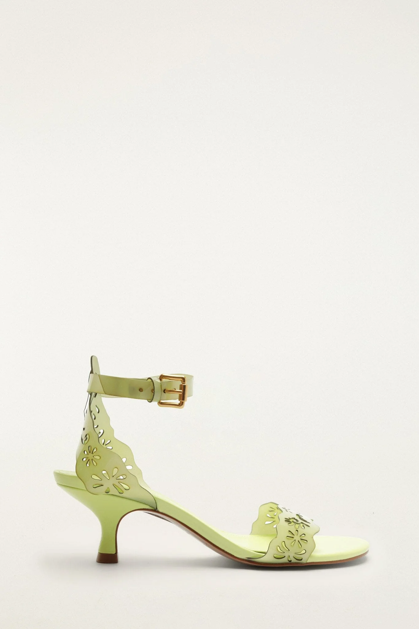 Green Lace Jelly Kitten Heeled Sandal