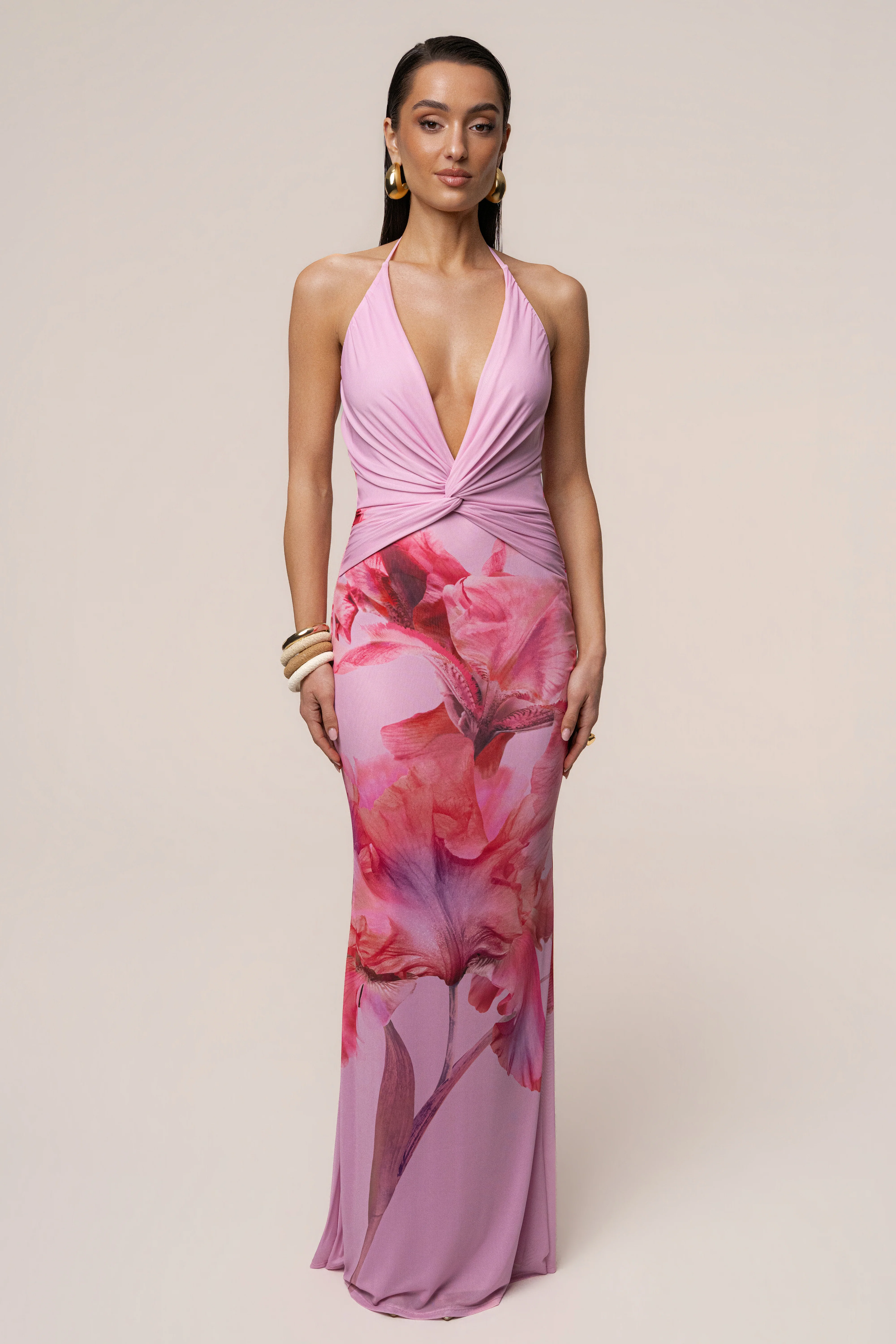 Pink Floral Coastal Bloom Maxi Dress