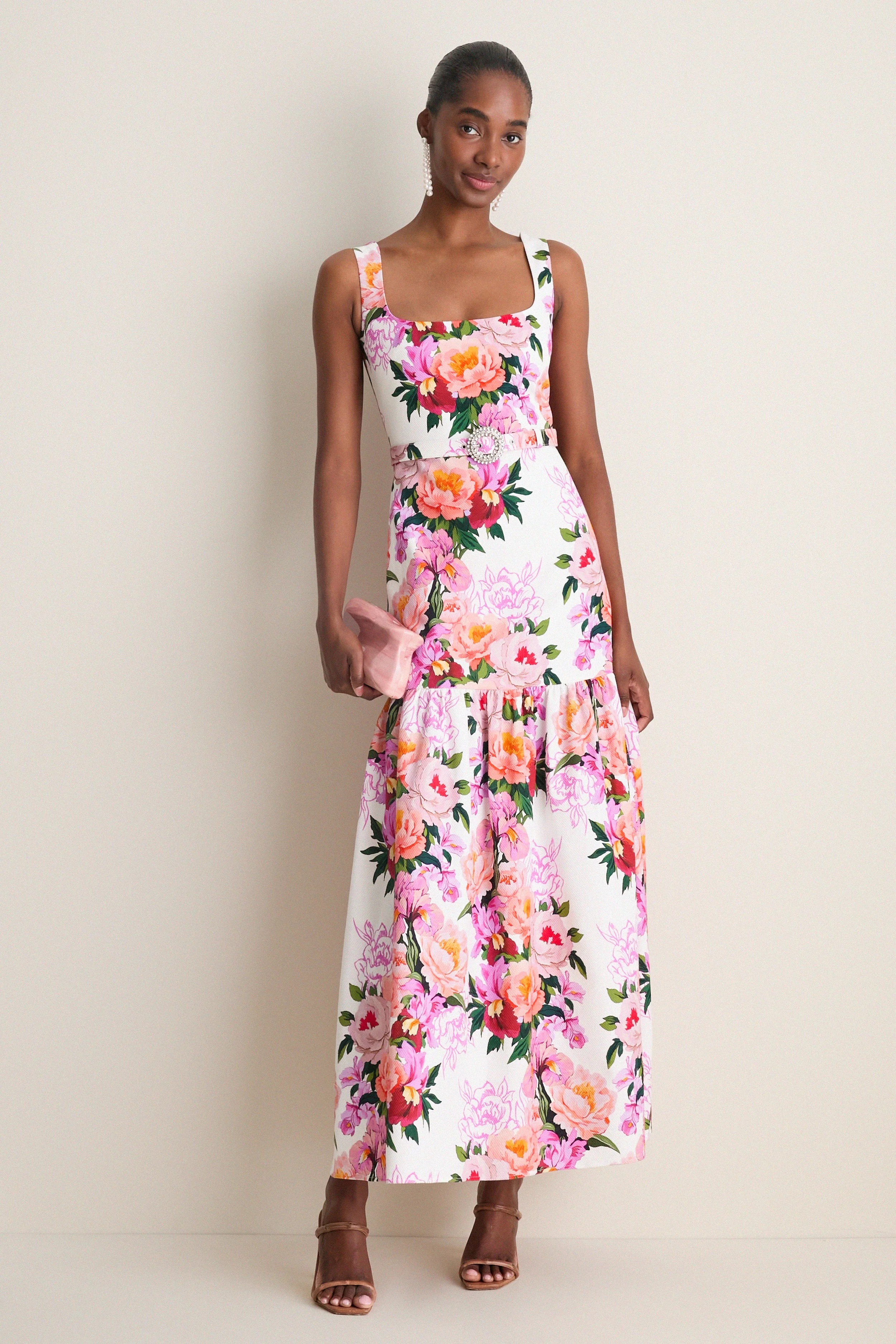 Peony Drip Pique Davie Dress