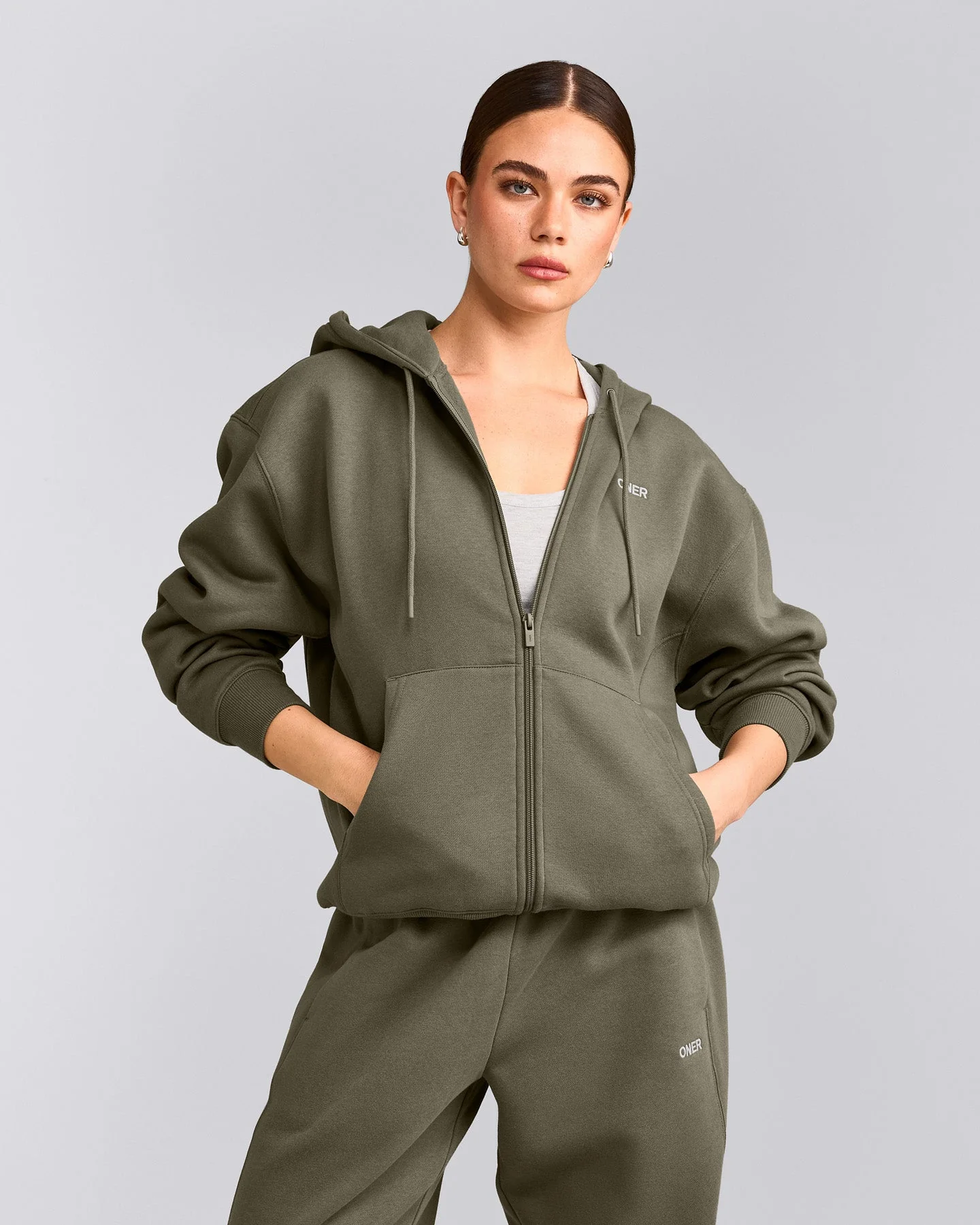 Foundations Cosy Zip Through Hoodie | Alpine Green