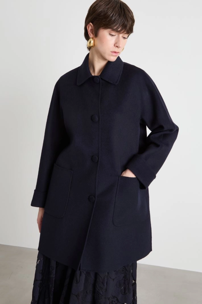 Shirt-collar coat - NIGHT BLUE