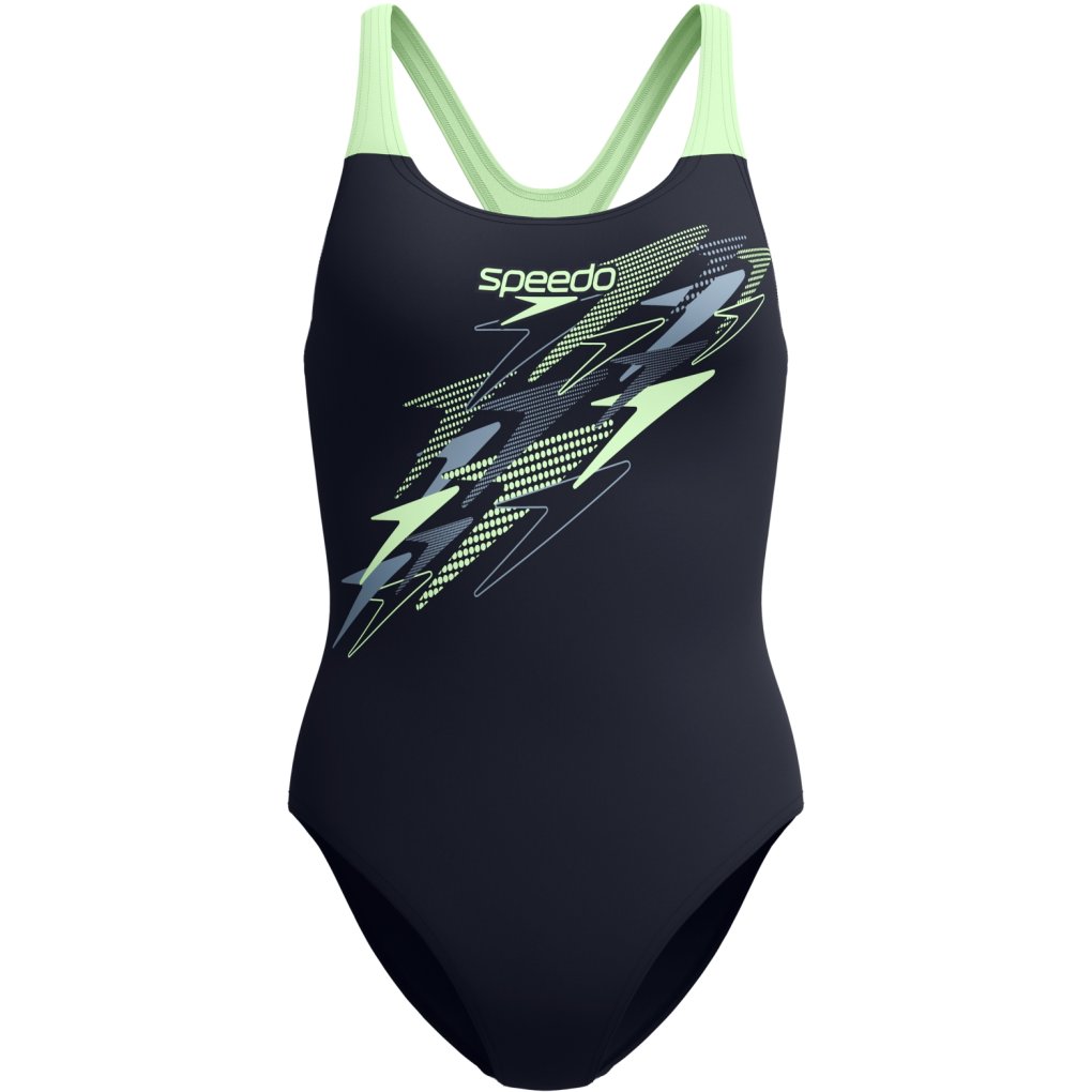 Speedo Medley Logo Medalist Swimsuit Women - anthracite/pale clover