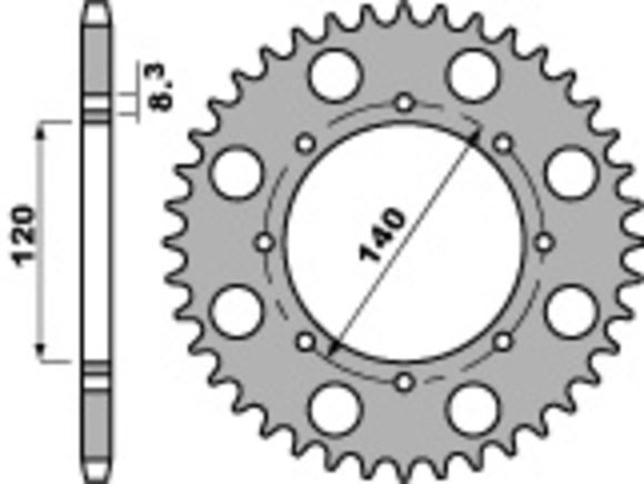 PBR C45 Steel Standard Sprocket 491 - 520Ref: Pbr00288A / 1075410006