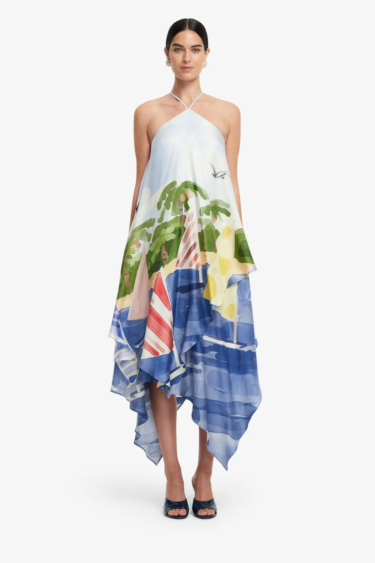 Sally Halterneck Maxi Dress - Nautical Print