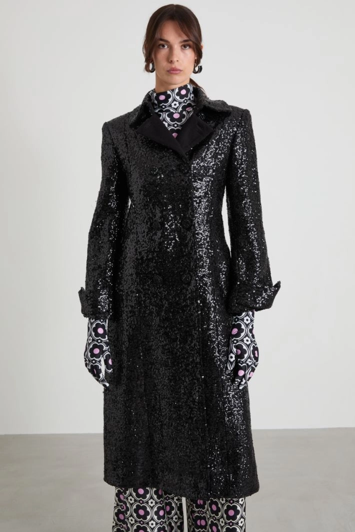 Sequinned coat - BLACK