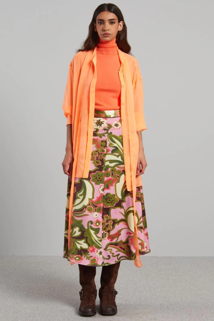 Blouse with sash collar - ORANGE