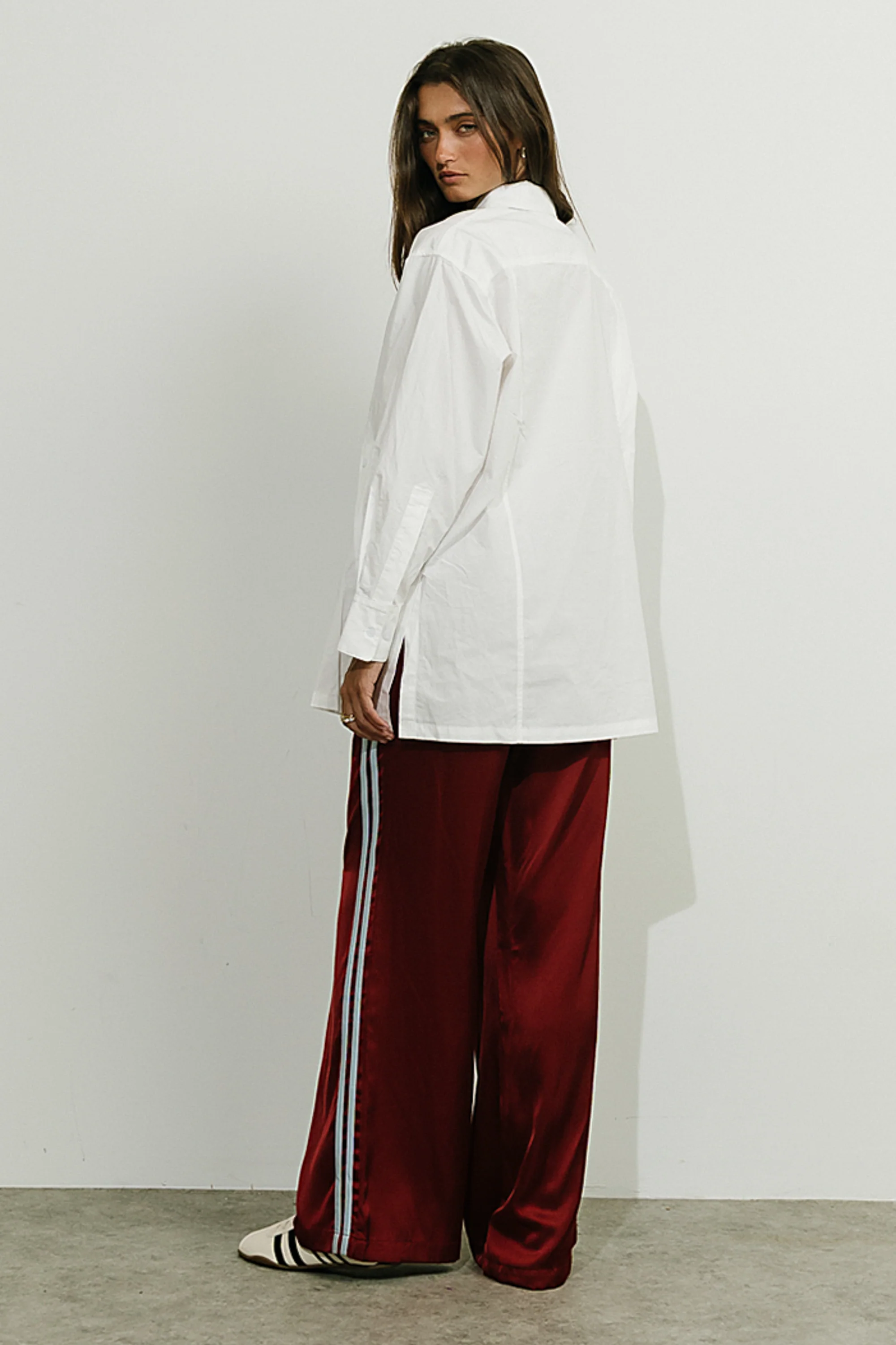 Lola Satin Track Pants in Red