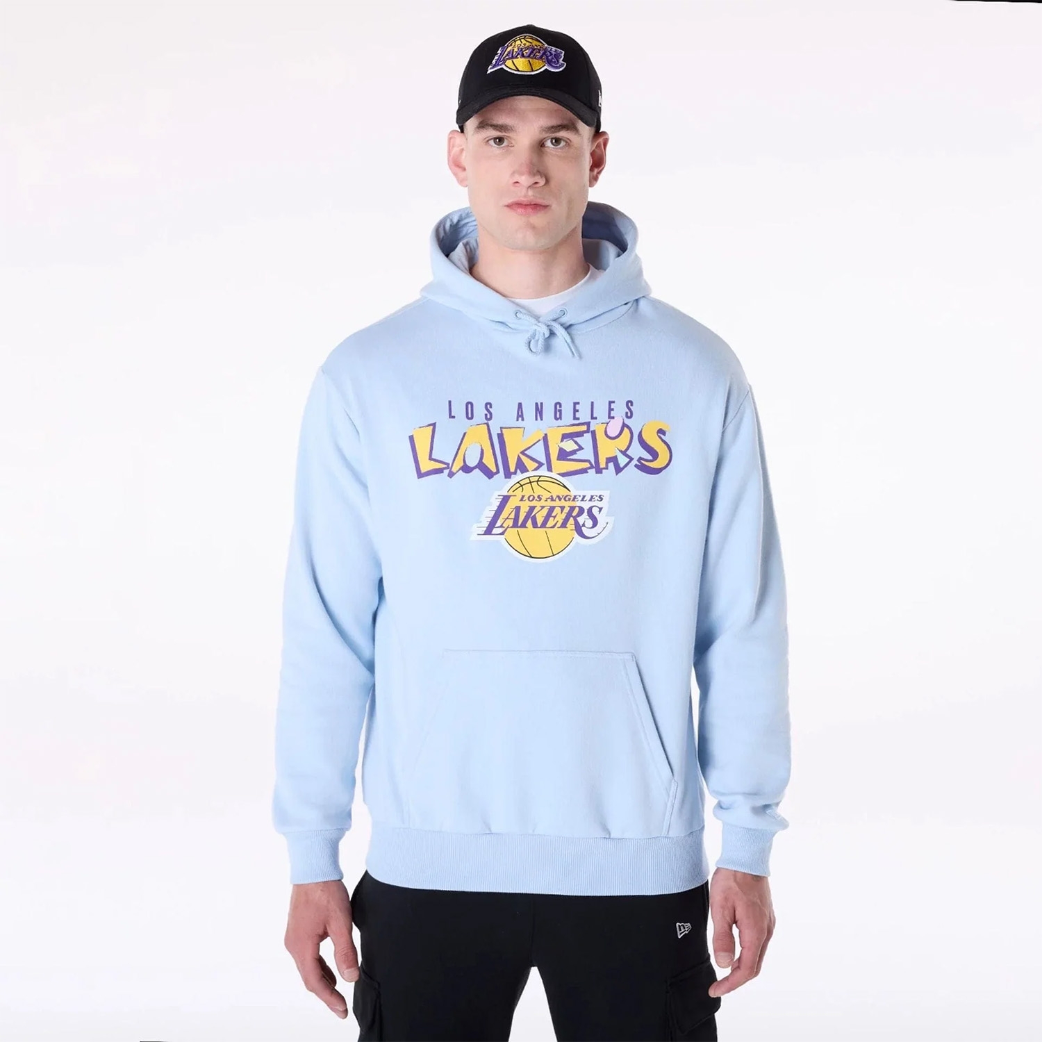 Los Angeles Lakers Block Graphic New Era Oversized NBA Hoodie Blue