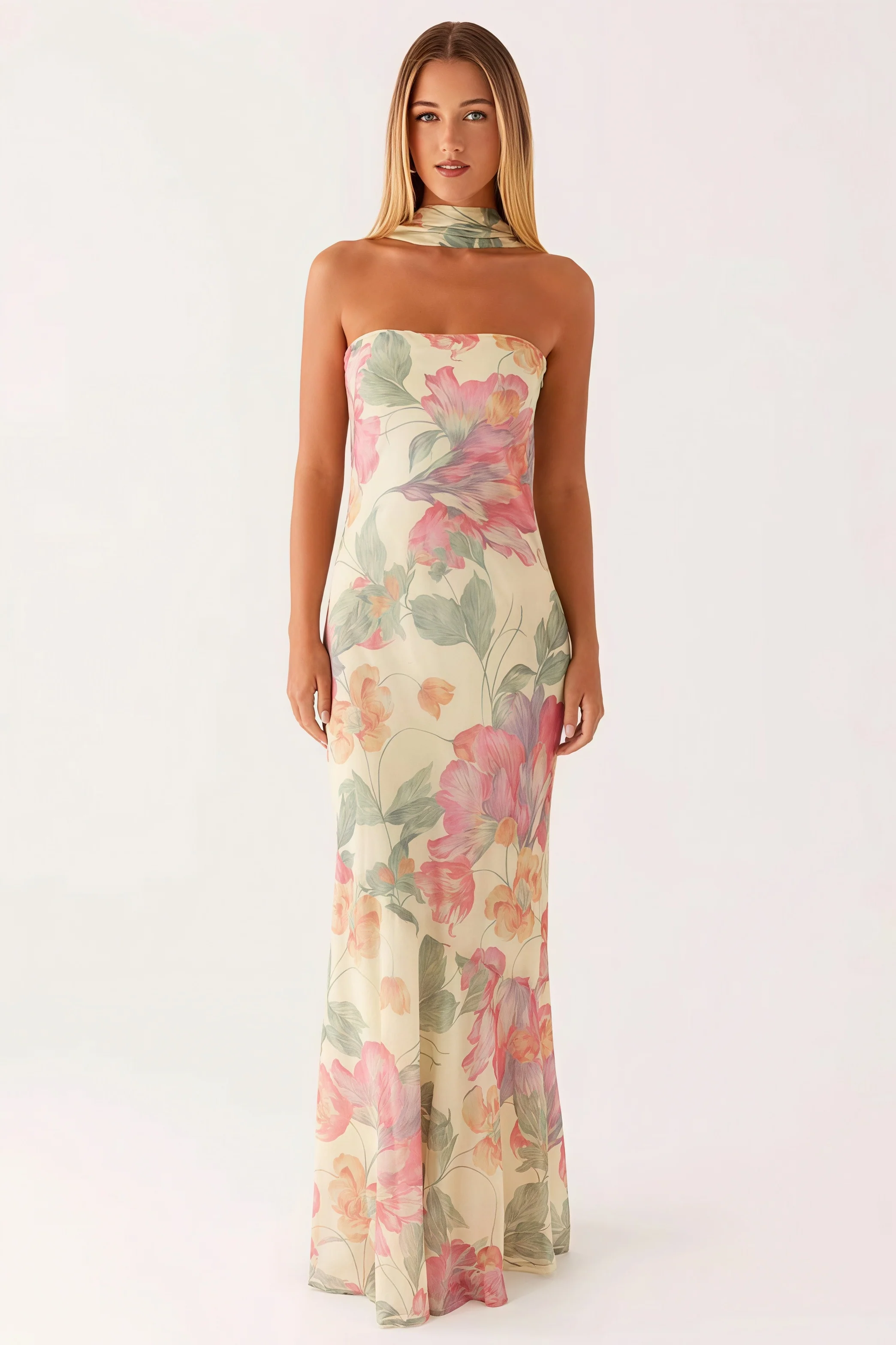 Floral Tie Fishtail Vacation Maxi Dress