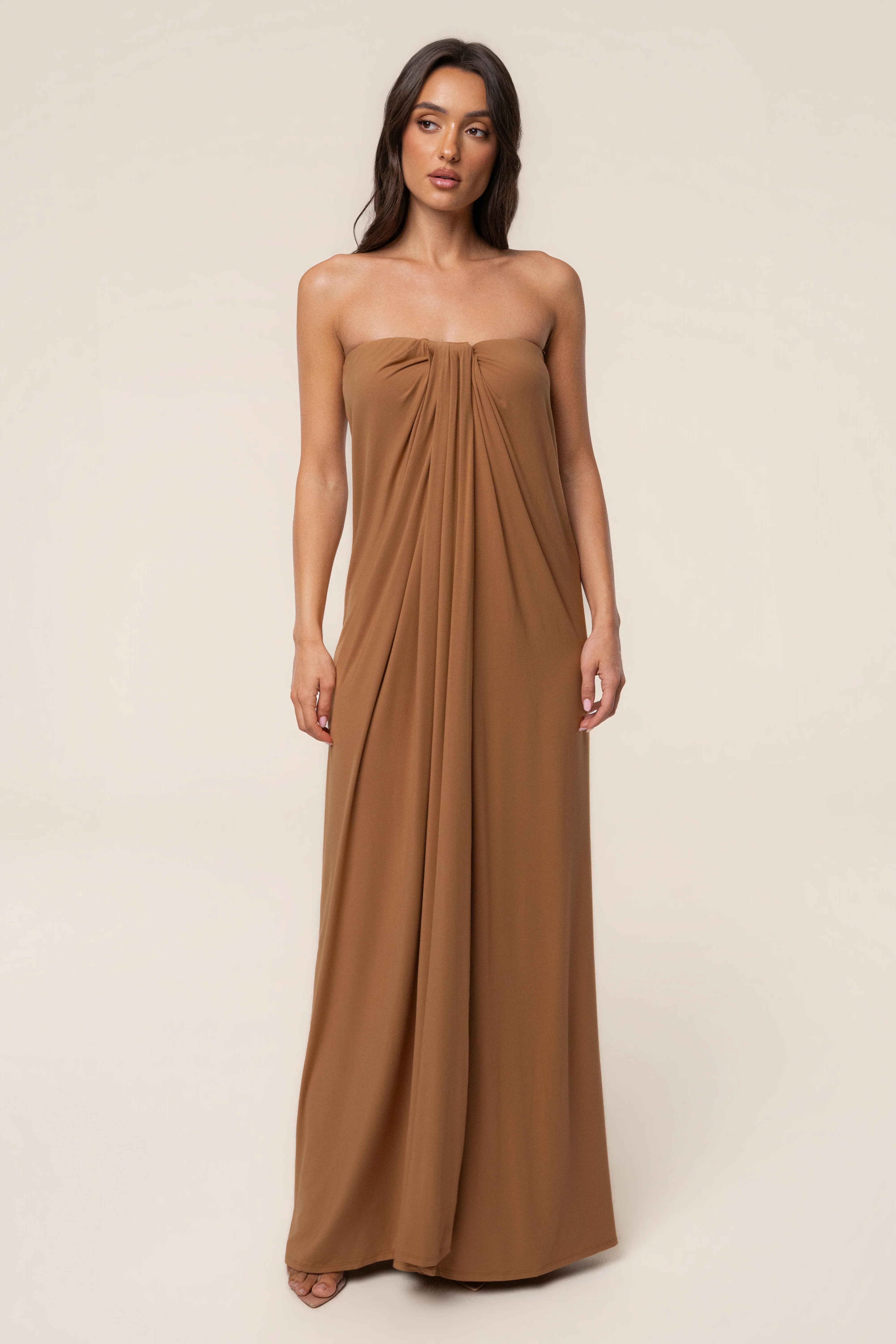 Tan Heatwave Strapless Maxi Dress