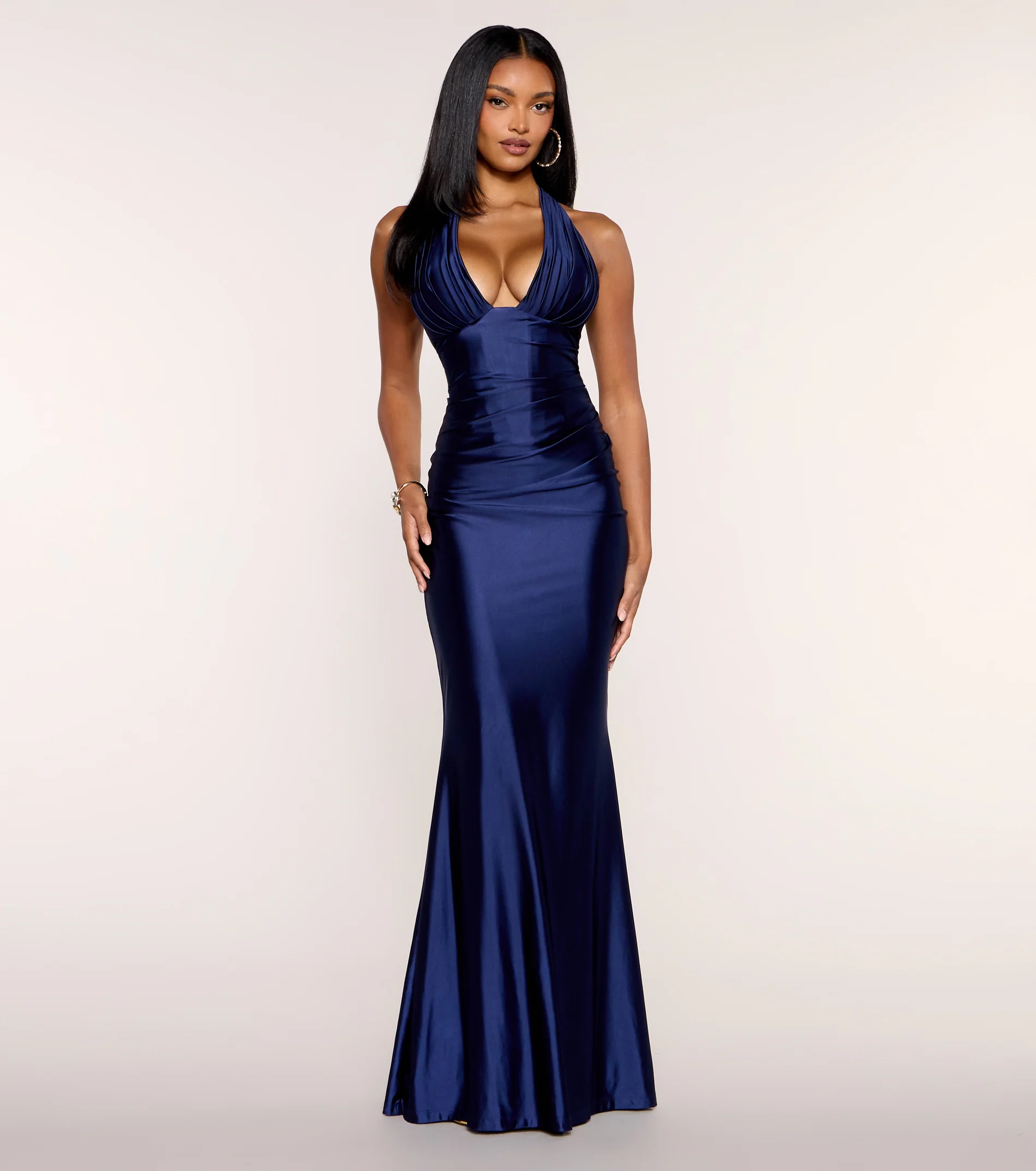 Zoraida Plunge Halter Mermaid Gown