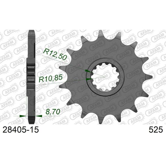 Kit chaine AFAM 525 Type Acier Premium avec pignon silencieuxRef : AA0342 / KIT109782