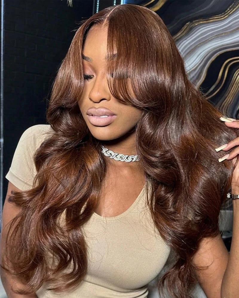 Ophirawig 13x6 Three-Go? Chocolate Brown Glueless Wig Body Wave With Drawstring 100% Human Hair Wig