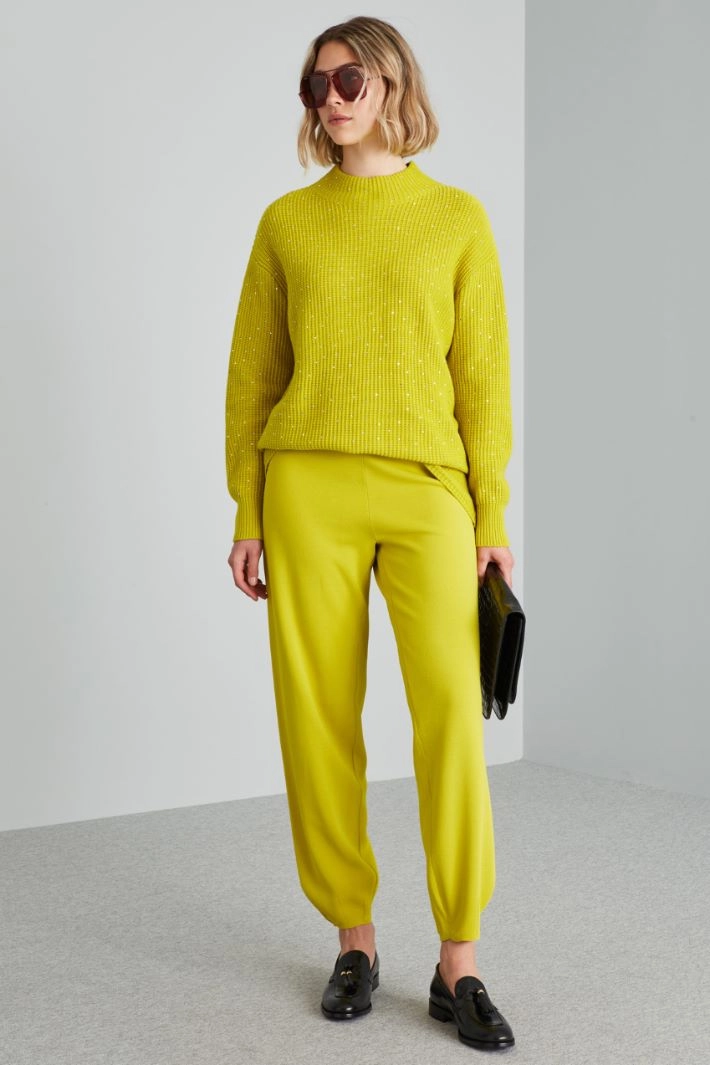 Sweater with rhinestones - ACID GREEN