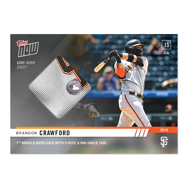Game-Worn Jersey Relic # to 99 - Brandon Crawford - MLB TOPPS NOW® Card 516A