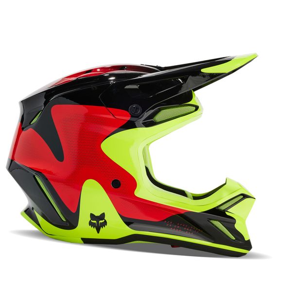 Casque cross Fox V3 - REVISE 2024 - Rouge / JauneRef : FX4079-C23412