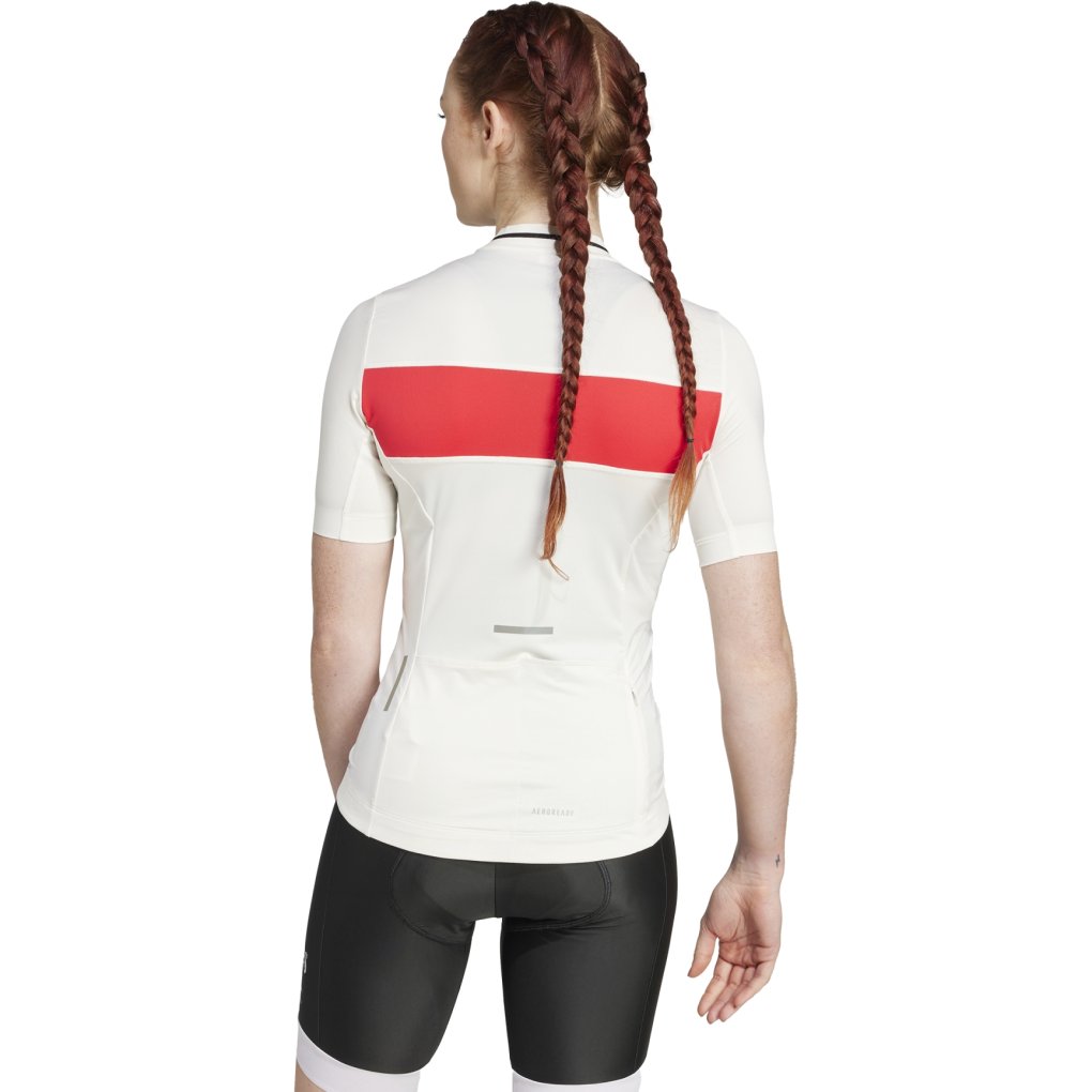 adidas Heritage Tempo 3-Stripes Cycling Jersey Women - chalk white/pure ruby JD7181