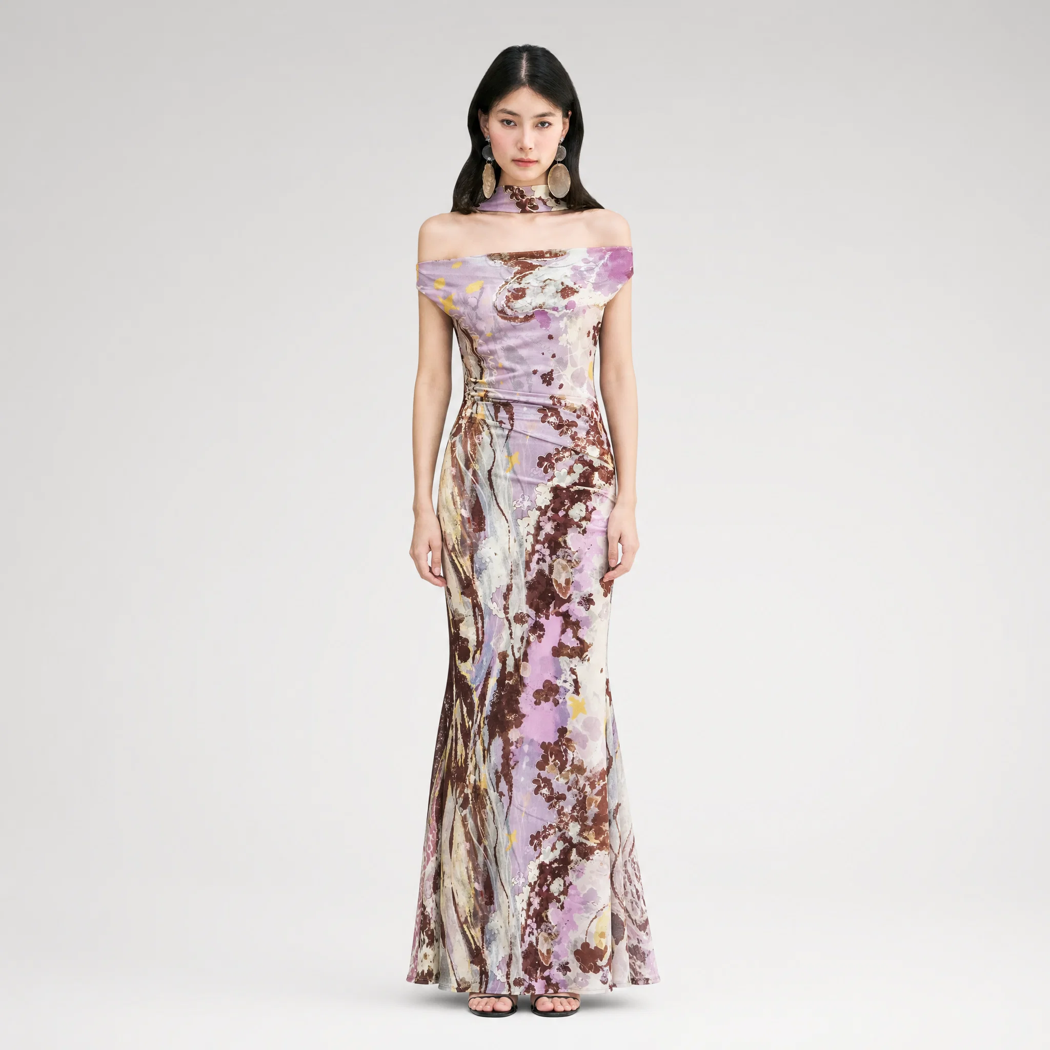 Hand-Painted Mesh Mermaid Dress