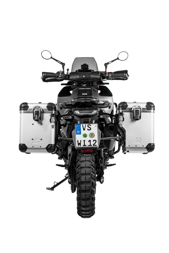 Touratech ZEGA Evo X suitcase With 45/45 offset - Black support included - Gray anodizedRef: Trt01153A / 01-414-6876-0