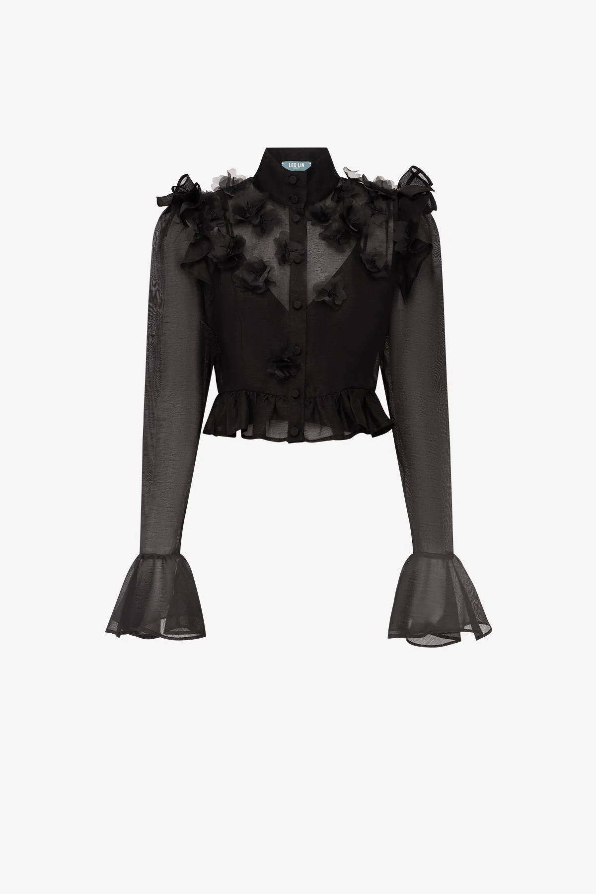 Maeve Petal Butterfly Long Sleeve Top - Ebony