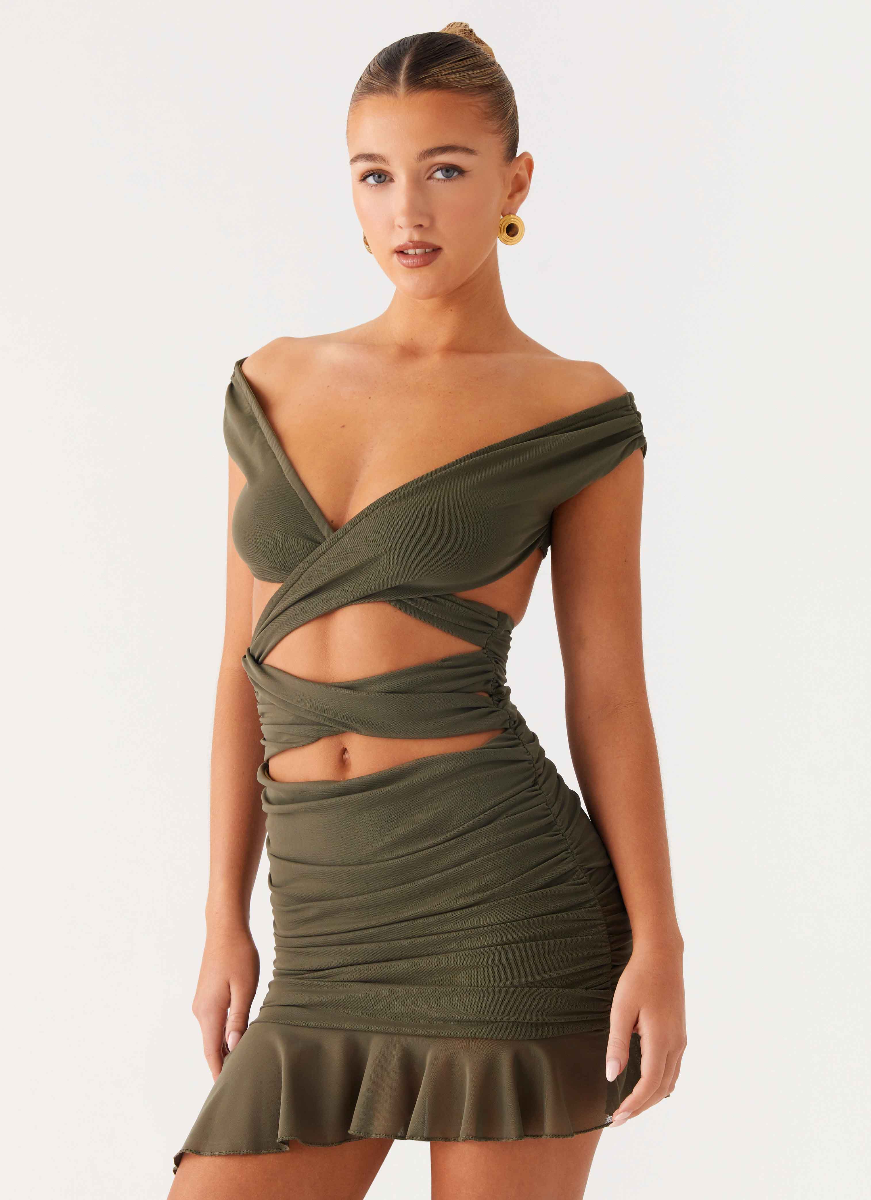 Ivy Whisper Mini Dress - Khaki