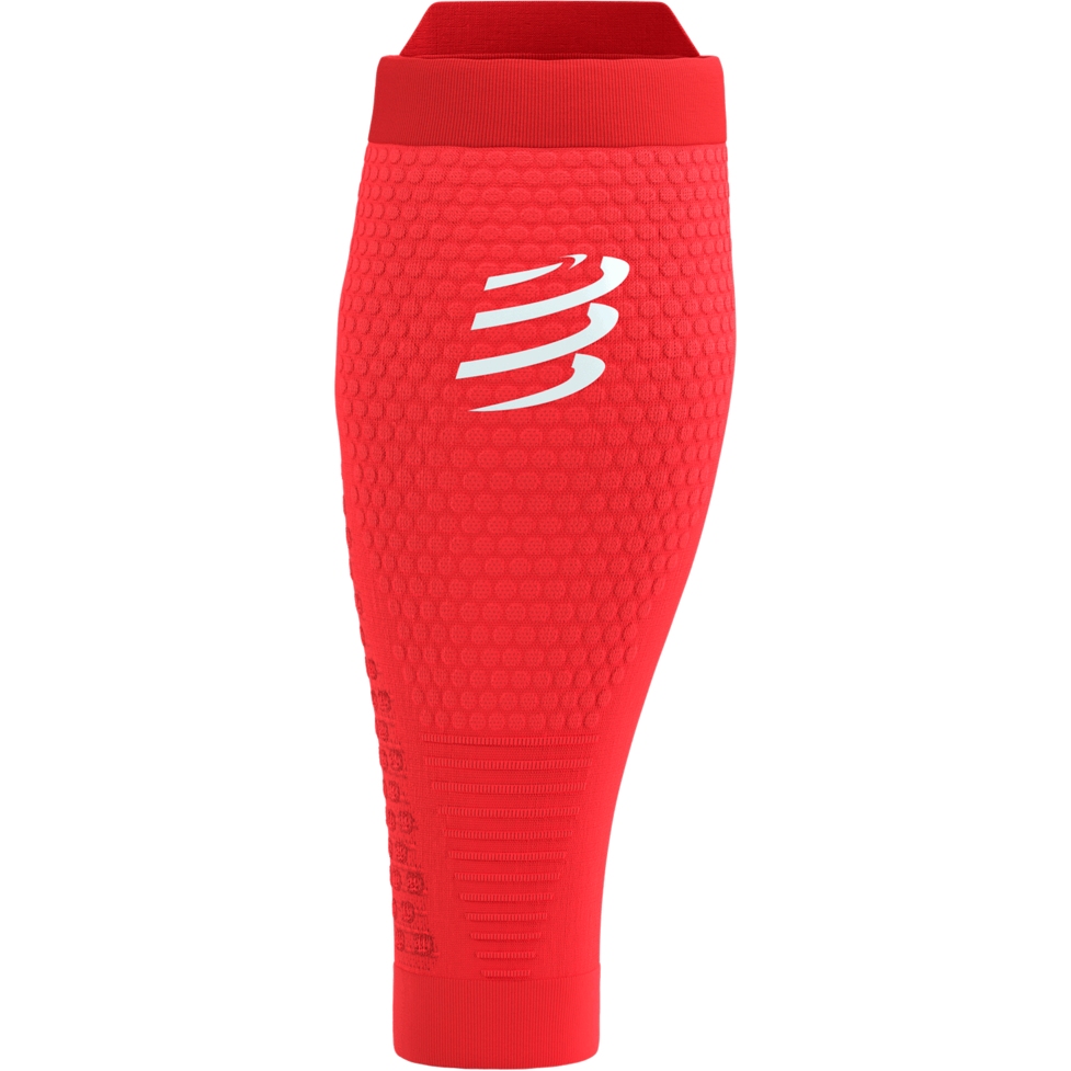 Compressport R2 3.0 Compression Calf Sleeves - fluo red/white reflective