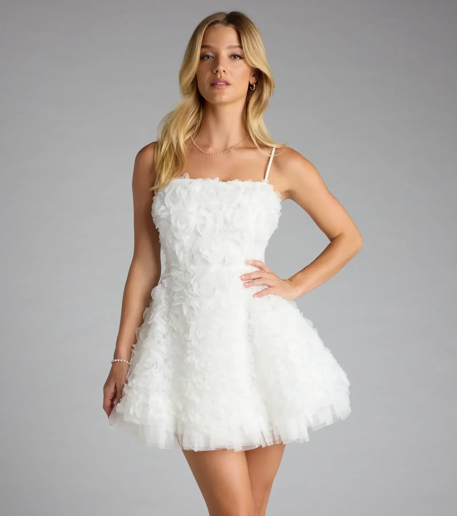 Hallie Rosette Lace-Up Skater Dress