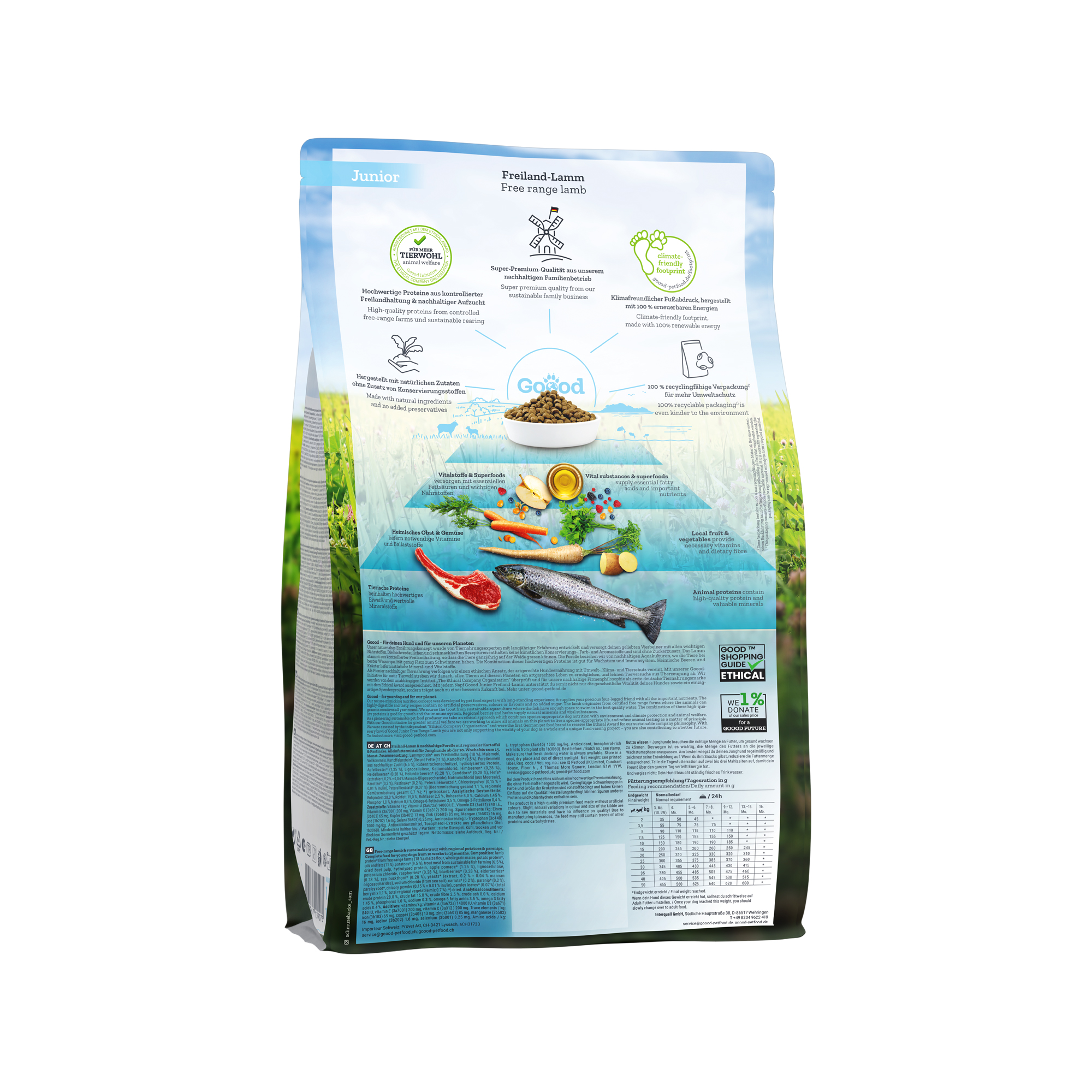 Goood Junior Dog Food - Free Range Lamb and Sustainable Trout - 10kg