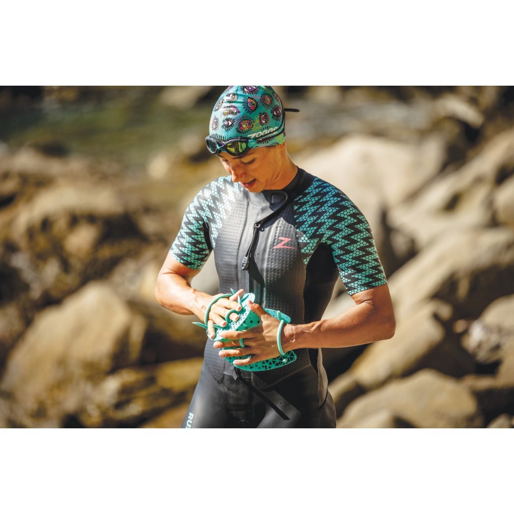 Zoggs Flat Hand Paddles - turquoise black