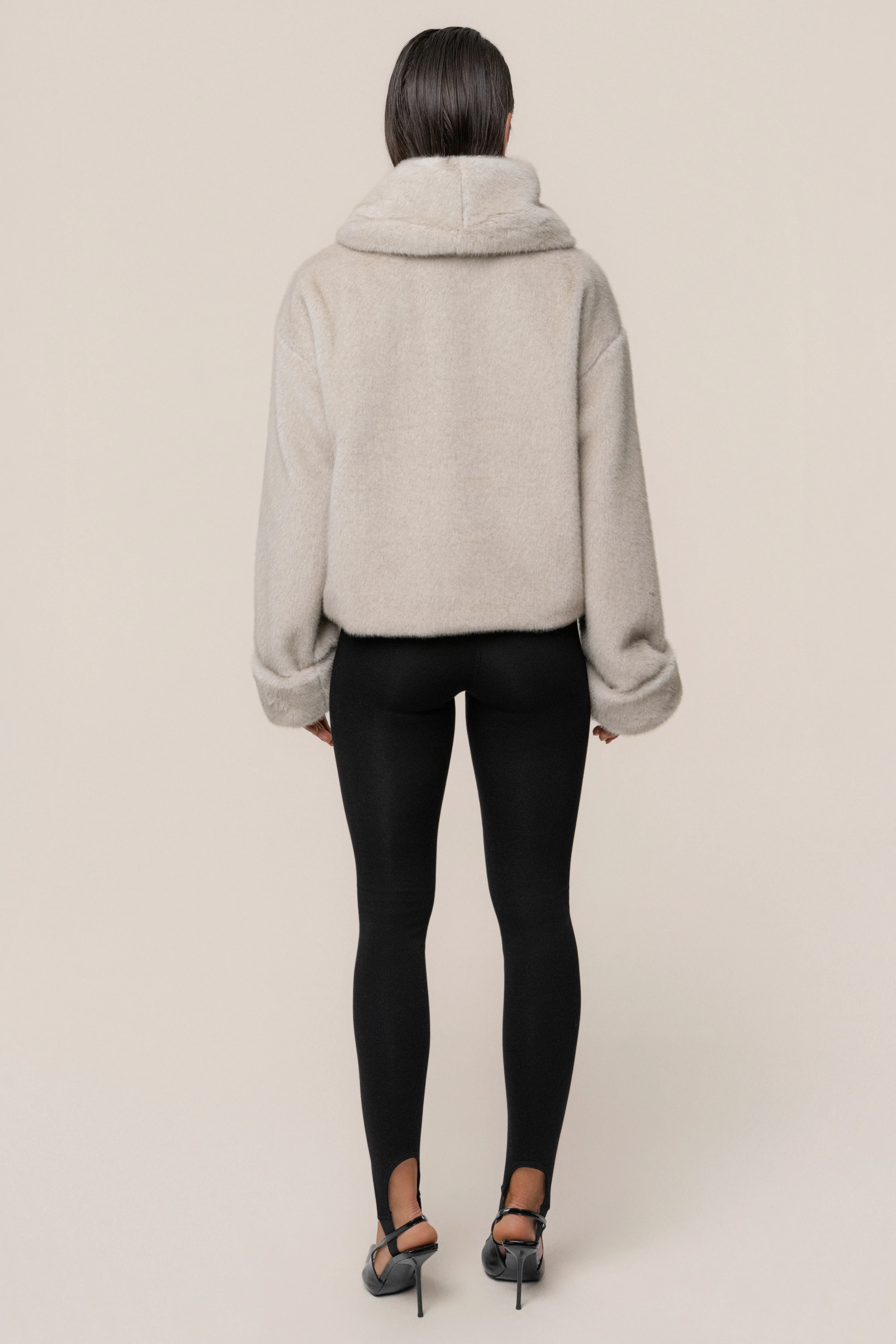 Stone Polished Faux Fur Pullover