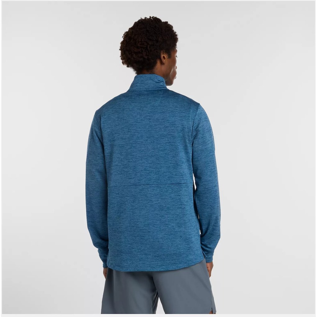 New Balance Heat Grid 1/2 Zip Running Top Men - Dark Shoreline Blue Heather