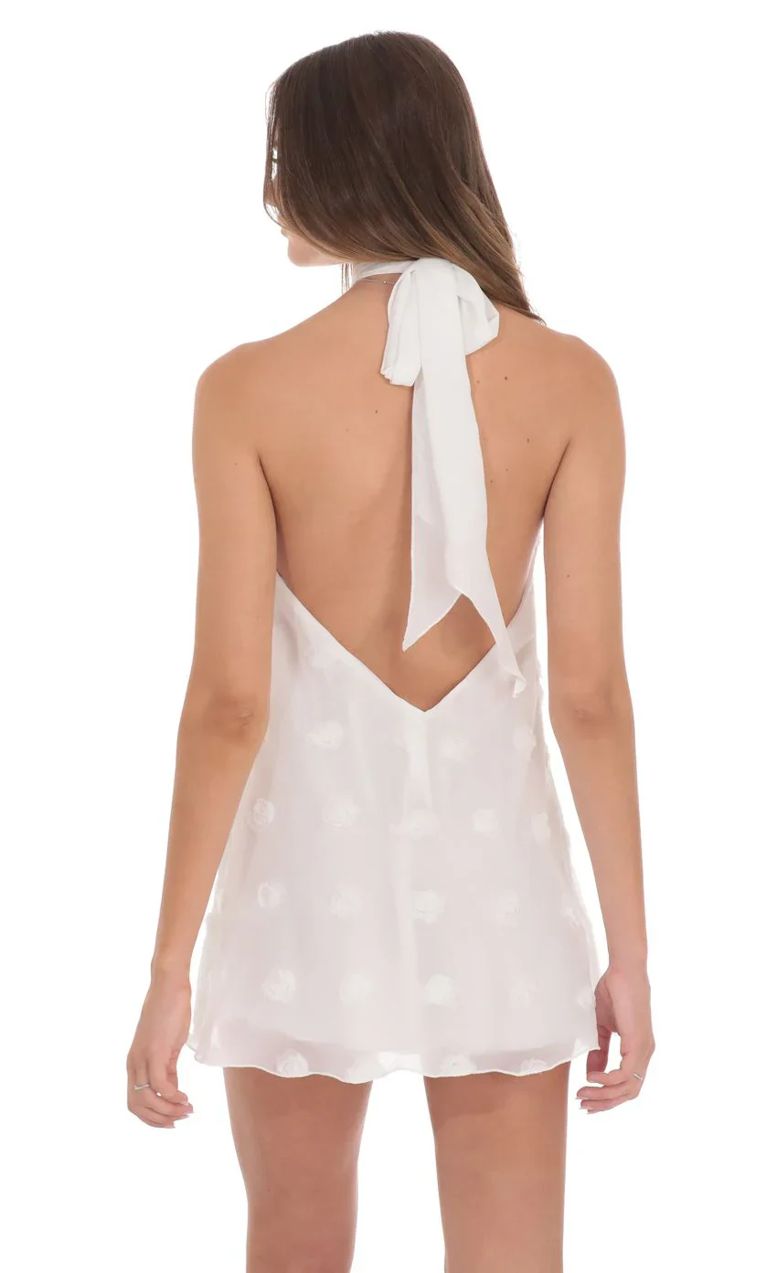 Florette Halter Shift Dress in White
